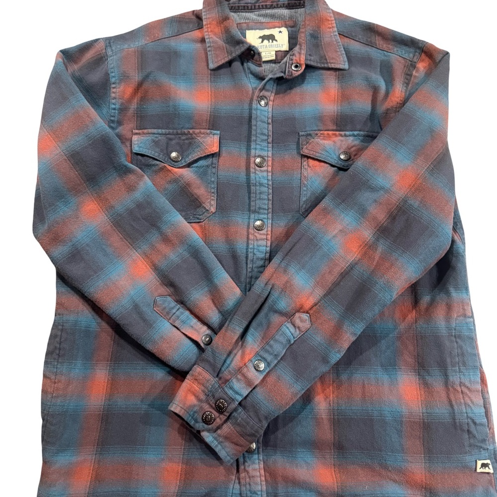 Men's Plaid Shirt - orange,gray and blue